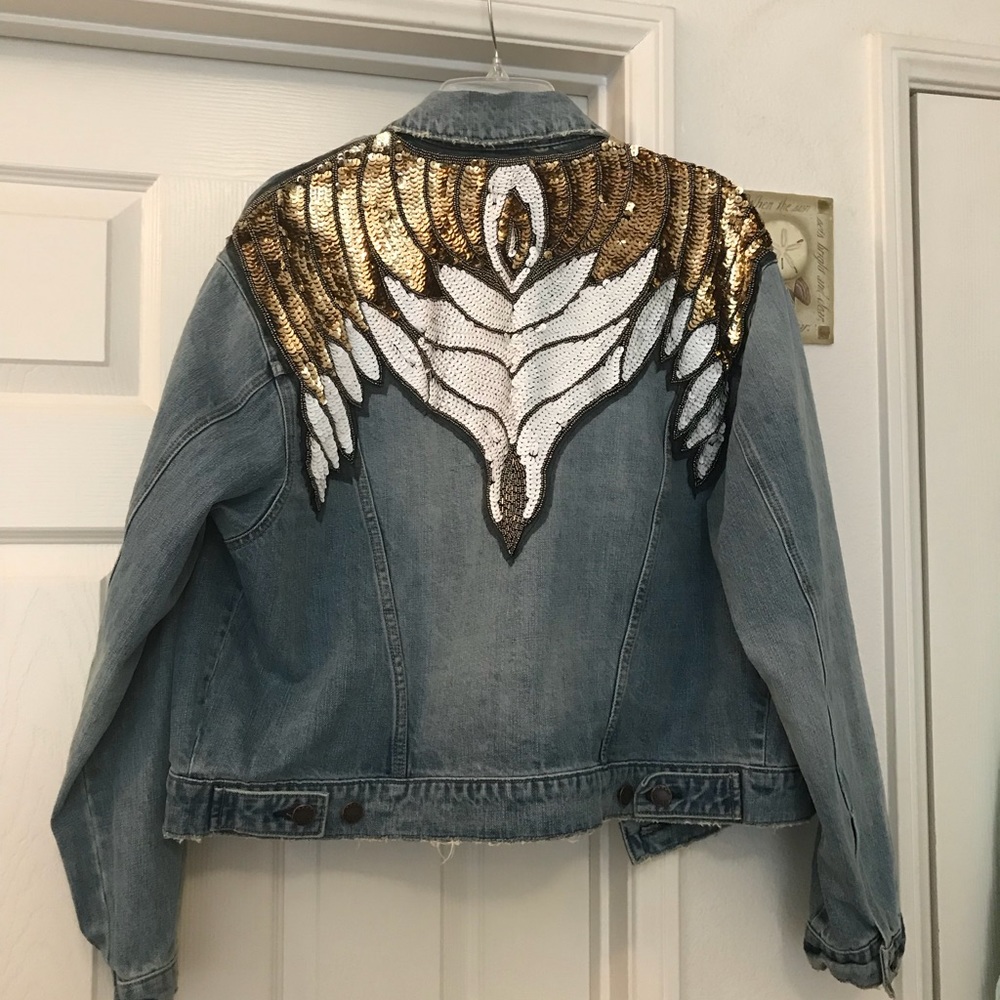 Free people denim sequined jacket